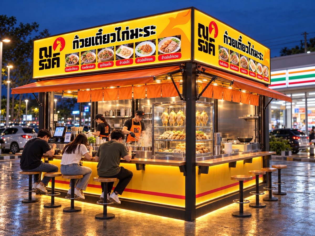 ซุ้มแฟรนไชส์ก๋วยเตี๋ยวไก่มะระและข้าวมันไก่ K2 ขนาด 4x3 เมตร
